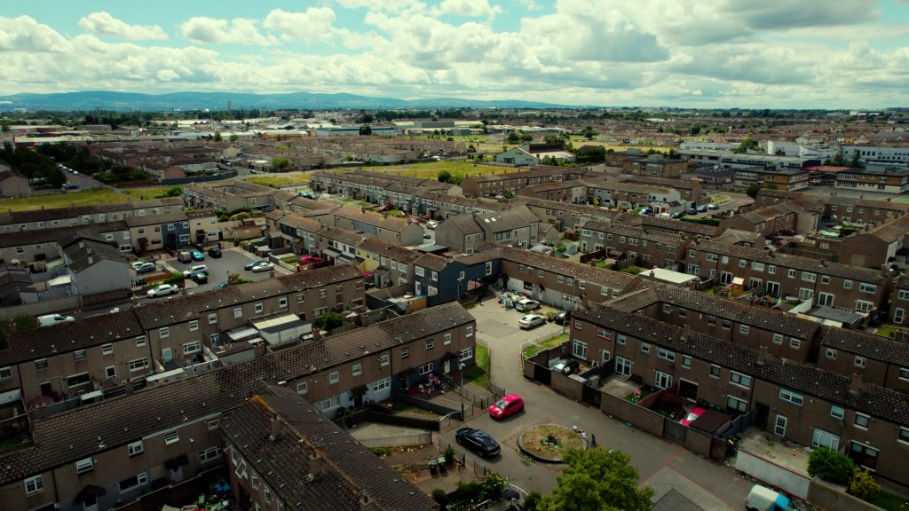 Drone-captured aerial view of Darndale housing estates in north Dublin
