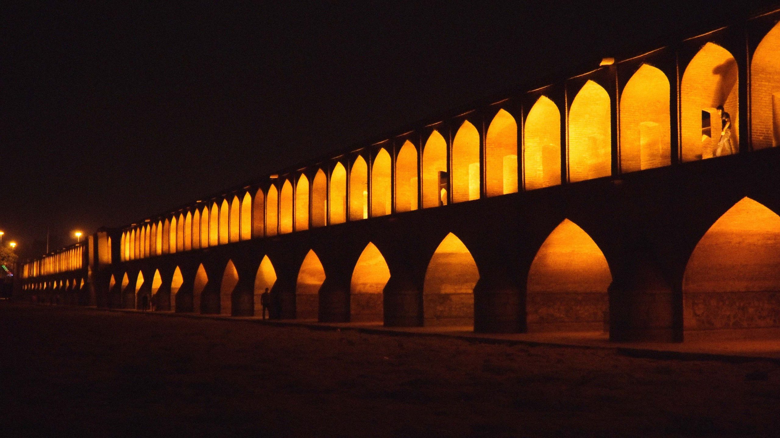 Night view of Khaju Bridge in Isfahan, Iran
